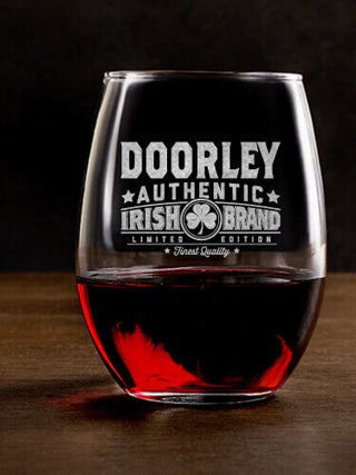 Irish Brand : Stemless Wine Glasses - Engraved