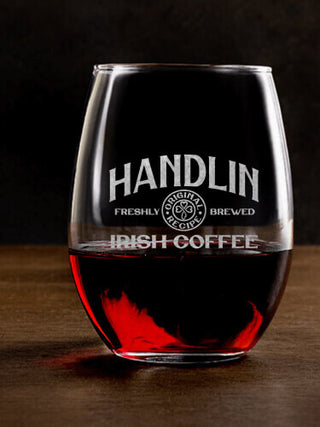 Irish Coffee : Stemless Wine Glasses - Engraved