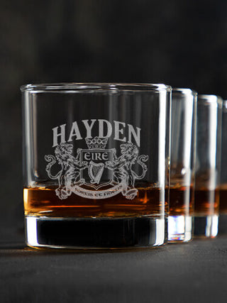Irish Crest : Rocks Glasses - Engraved