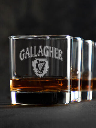 Irish Harp : Rocks Glasses - Engraved