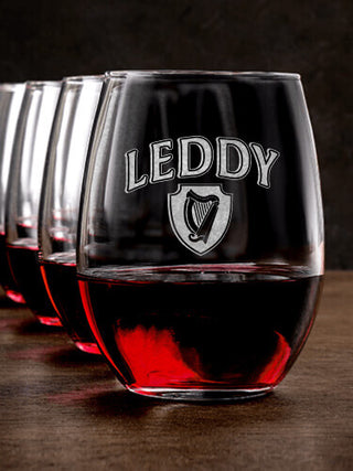 Irish Harp : Stemless Wine Glasses - Engraved