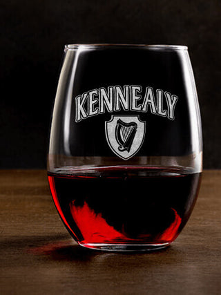 Irish Harp : Stemless Wine Glasses - Engraved