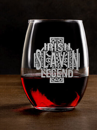 Irish Legend : Stemless Wine Glasses - Engraved