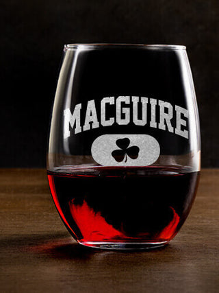 Irish Varsity : Stemless Wine Glasses - Engraved