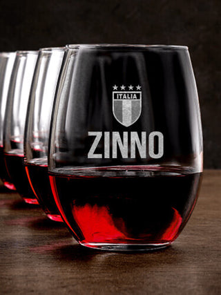 Italia : Stemless Wine Glasses - Engraved