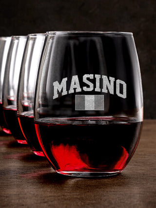 Italian Flag Varsity : Stemless Wine Glasses - Engraved