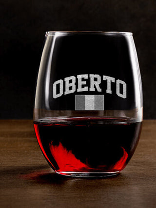 Italian Flag Varsity : Stemless Wine Glasses - Engraved