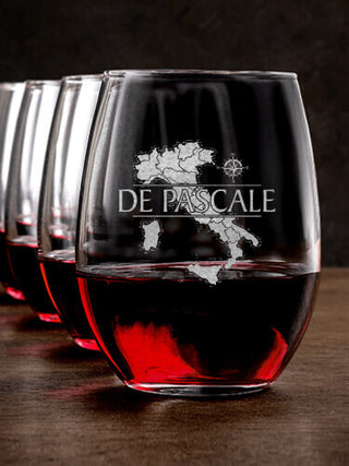 Italian Heritage : Stemless Wine Glasses - Engraved