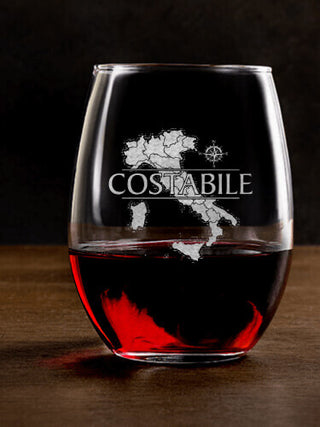 Italian Heritage : Stemless Wine Glasses - Engraved