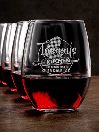 Kitchen : Stemless Wine Glasses - Engraved