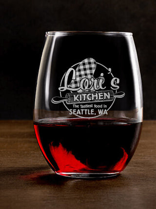 Kitchen : Stemless Wine Glasses - Engraved