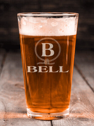 Lasso Monogram : Pint Glasses - Engraved