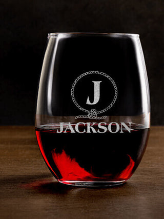 Lasso Monogram : Stemless Wine Glasses - Engraved