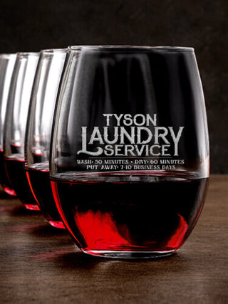Laundry Service : Stemless Wine Glasses - Engraved