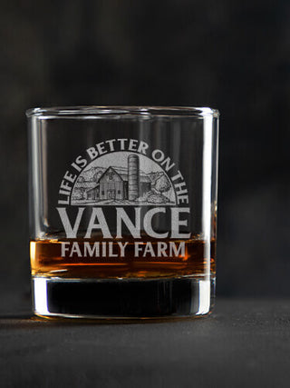 Life Is Better Farm : Rocks Glasses - Engraved