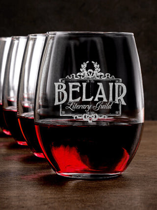 Literary Guild : Stemless Wine Glasses - Engraved