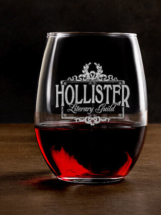Literary Guild : Stemless Wine Glasses - Engraved