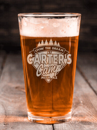 Livin' The Dream Camp : Pint Glasses - Engraved