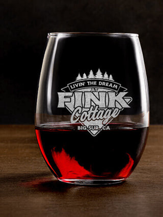 Livin' The Dream Cottage : Stemless Wine Glasses - Engraved