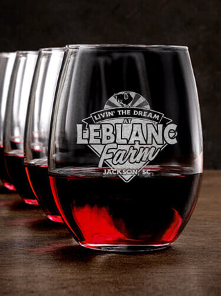 Livin' The Dream Farm : Stemless Wine Glasses - Engraved