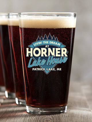 Livin' The Dream Lake House : Pint Glasses - Color Printed