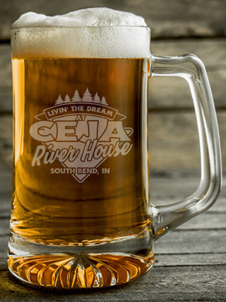 Livin' The Dream River House : Beer Mugs - Engraved