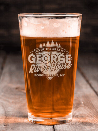 Livin' The Dream River House : Pint Glasses - Engraved