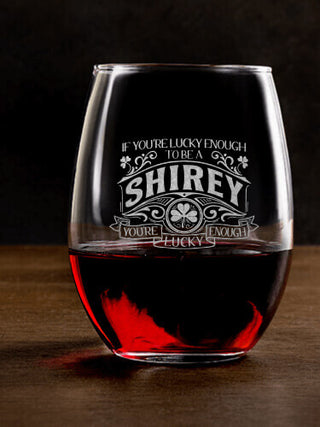 Lucky Enough : Stemless Wine Glasses - Engraved