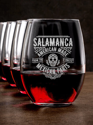 Mexican Parts : Stemless Wine Glasses - Engraved