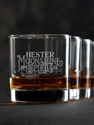 Moonshine and Spirits : Rocks Glasses - Engraved