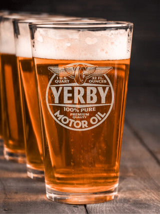 Motor Oil : Pint Glasses - Engraved