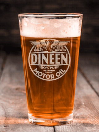 Motor Oil : Pint Glasses - Engraved
