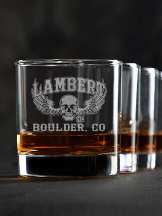 Motorcycle Club : Rocks Glasses - Engraved