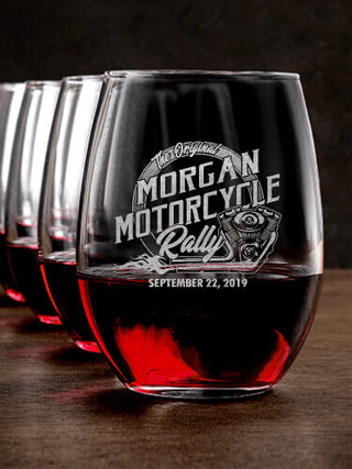 Motorcycle Rally : Stemless Wine Glasses - Engraved