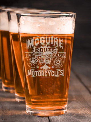 Motorcycles : Pint Glasses - Engraved