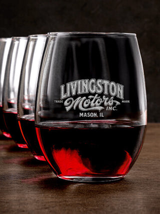 Motors : Stemless Wine Glasses - Engraved