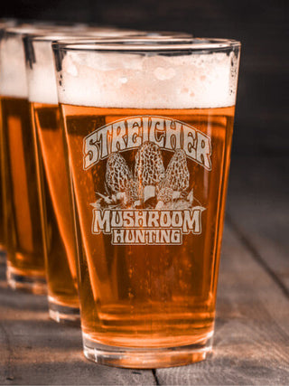 Mushroom Hunting : Pint Glasses - Engraved