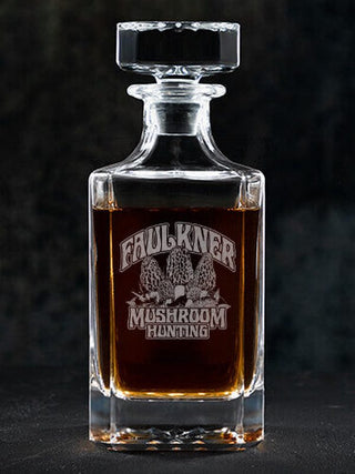 Mushroom Hunting : Whiskey Decanter - Engraved