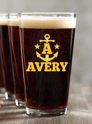 Nautical Monogram : Pint Glasses - Color Printed