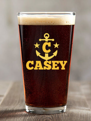 Nautical Monogram : Pint Glasses - Color Printed