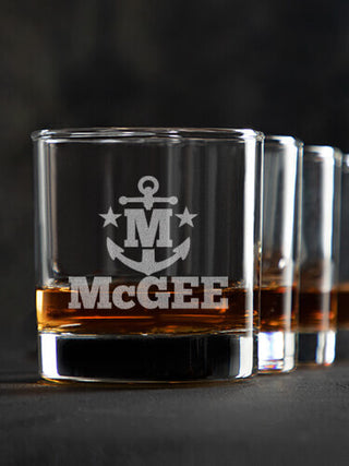Nautical Monogram : Rocks Glasses - Engraved