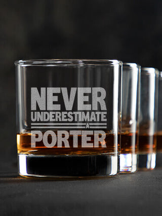 Never Underestimate Irish : Rocks Glasses - Engraved