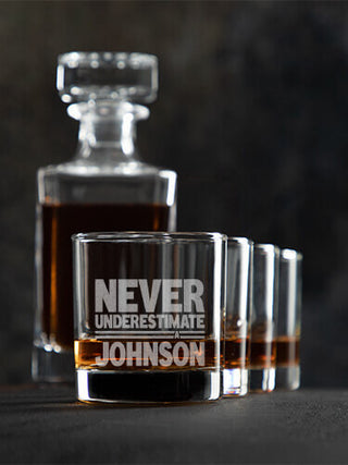 Never Underestimate Irish : Decanter Rocks Glass Gift Sets - Engraved