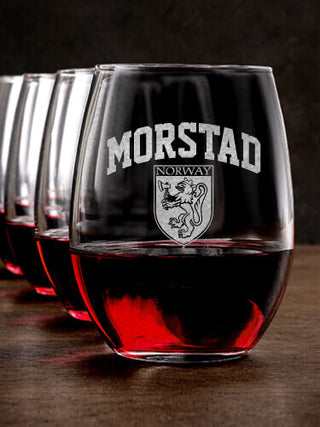 Norwegian Shield : Stemless Wine Glasses - Engraved