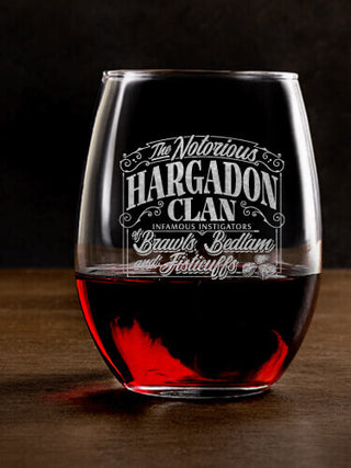 Notorious Clan : Stemless Wine Glasses - Engraved