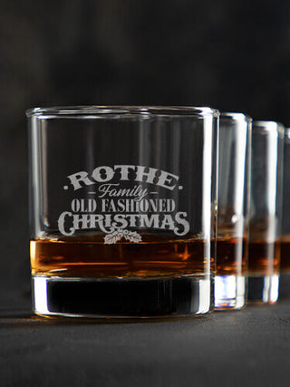 Old Fashioned Christmas : Rocks Glasses - Engraved