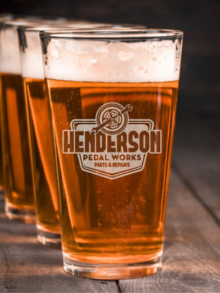 Pedal Works : Pint Glasses - Engraved