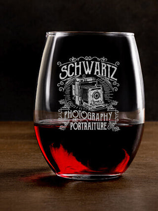 Photography : Stemless Wine Glasses - Engraved