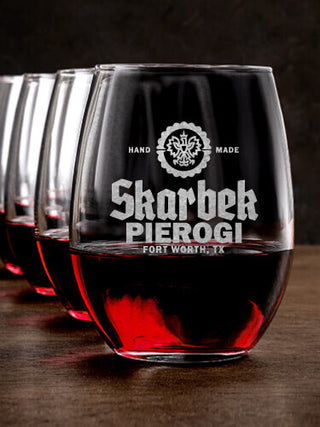 Pierogi : Stemless Wine Glasses - Engraved