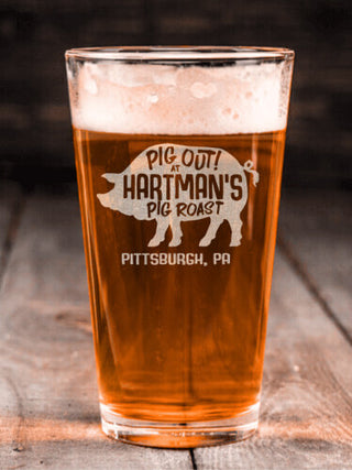 Pig Roast : Pint Glasses - Engraved